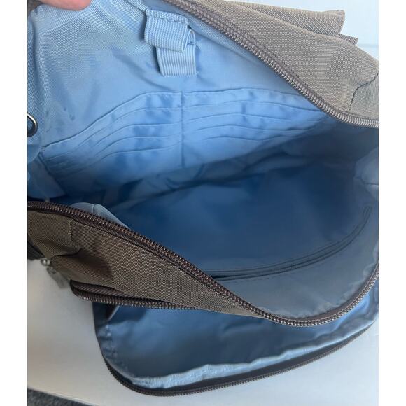 Baggallini Nylon Organizer Traveler Brown Multi Pocket Crossbody Purse - Picture 8 of 13